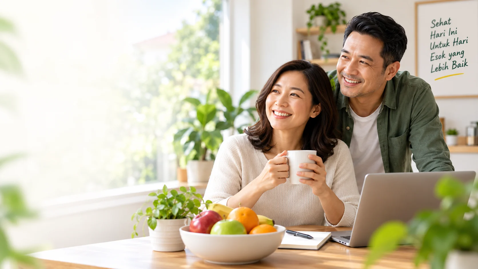 Pasangan usia 35+ menjalani kehidupan sehat sehari-hari